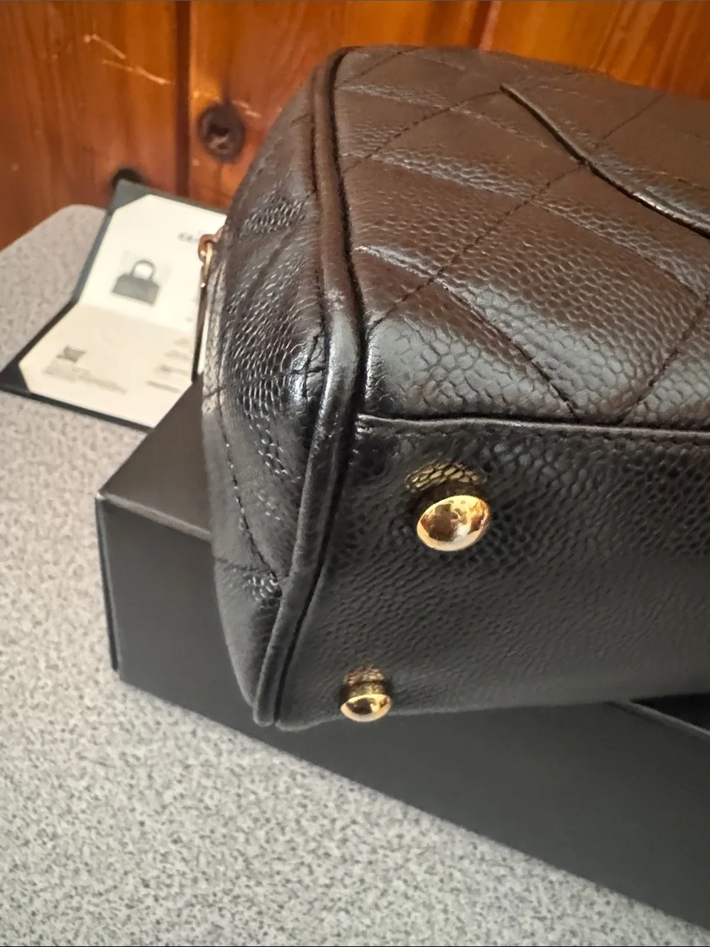 CHANEL Black Quilted Caviar Leather Top-Handle Satchel